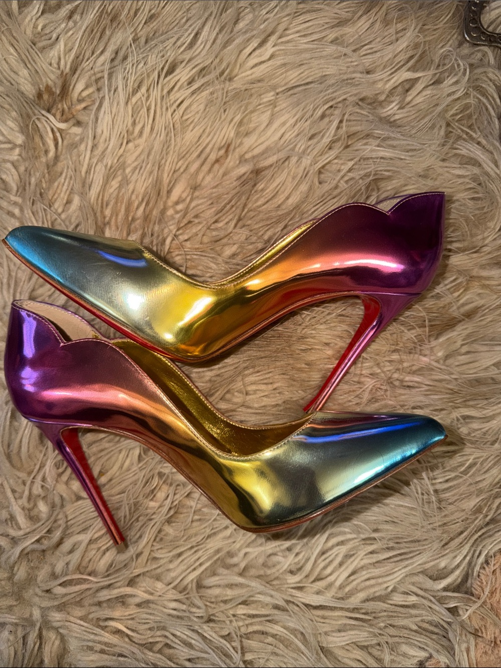 Christian Louboutin Metallic Multicolor Pointed-Toe Stiletto Pumps